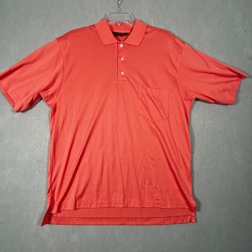 Brooks‎ Brothers Polo Shirt Mens M Coral Solid Pima Cotton Short Sleeve Pocket
